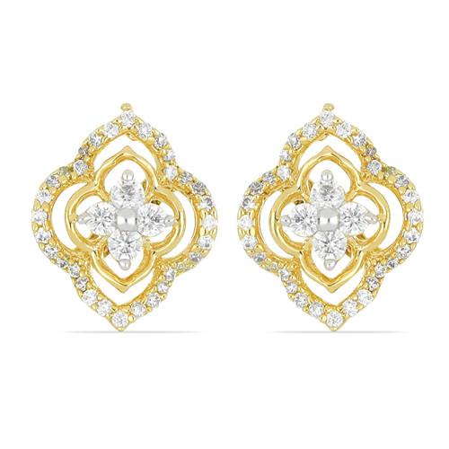 BUY 14K GOLD NATURAL WHITE DIAMOND GEMSTONE CLASSIC EARRINGS